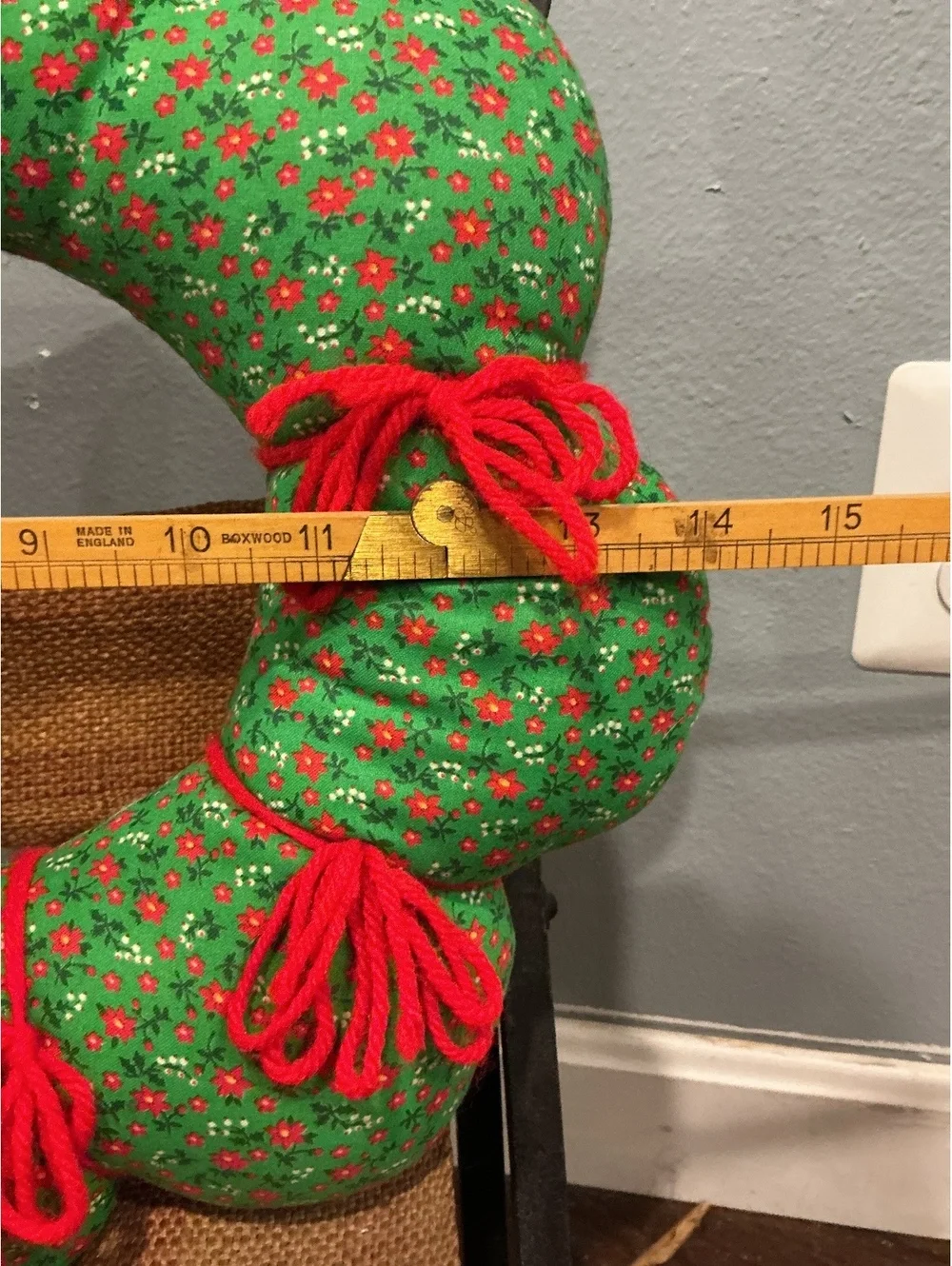 Vintage Handmade Christmas Fabric Wreath with Holiday Characters